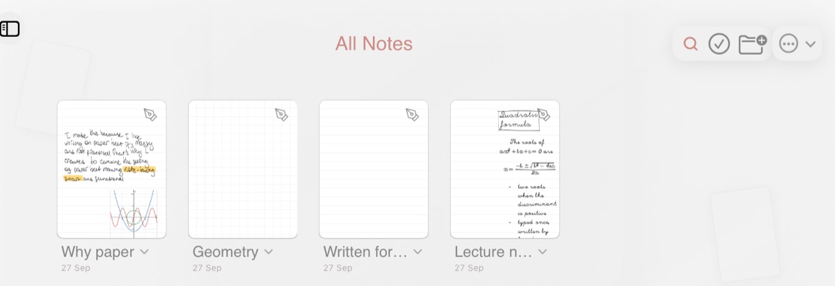 The Pencora library: notebooks with handwritten covers — Why paper, Geometry, Written for me, Lecture notes